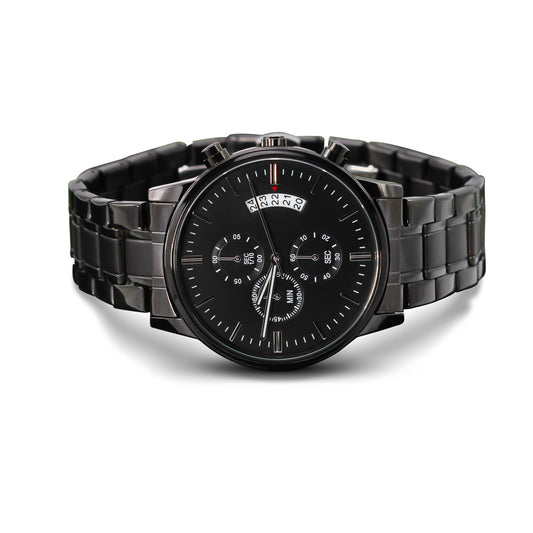 Personalizable Engraved Black Chronograph Watch