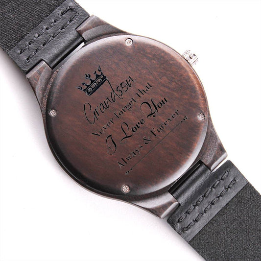 Grandson - I Love You - Engraved Sandalwood Watch