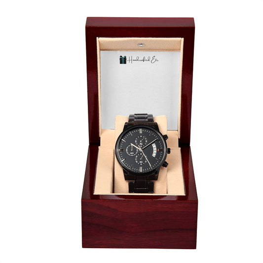 Handcrafted Etc. Black Chronograph Watch