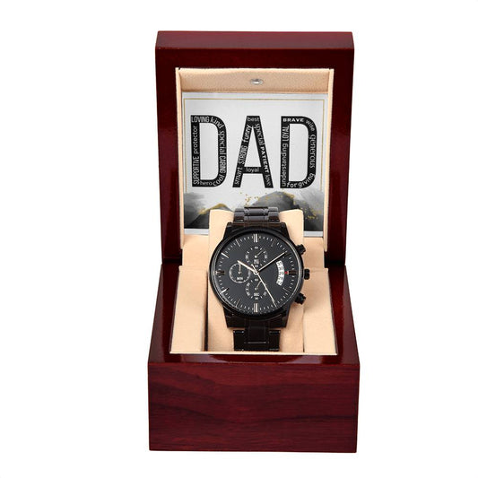 Dad - Adjectives - Black Chronograph Watch