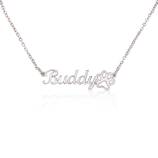 Personalized Paw Print Name Necklace - Pet Parent